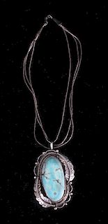 Navajo Liquid Silver & Turquoise Necklace