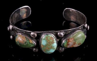 Navajo Royston Turquoise & Silver Bracelet.
