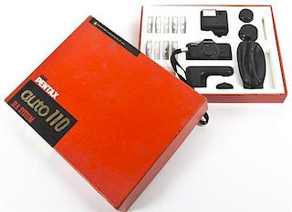 An Asahi Pentax Auto 110 Camera, Length of case 12 inches.