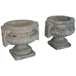 Pair of Substantial Vintage English Concrete Urns