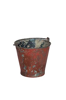 Antique French Red Painted Zinc Fire Bucket