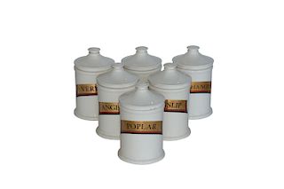 Set of 6 Vintage English Apothecary Jars