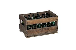 Vintage Belgian Wood Crate & Beer Bottles