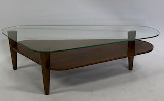 MIDCENTURY. 2 Tier Glass Top Coffee Table.