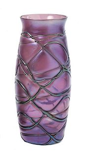 A Loetz Iridescent Glass Vase, Height 8 inches.