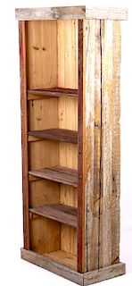 Rustic Handcrafted Pine Log Bookshelf