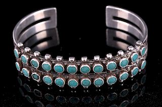 Old Pawn Sterling Silver & Turquoise Bracelet