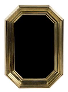 An Italian Brass Mirror, Height 31 x width 22 inches.