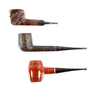 Collection of Three Briar Wood Smoking Pipes