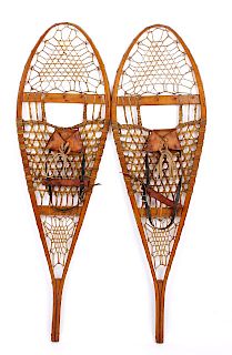 C. 1930's Hickory & Rawhide C.A. Lund Snowshoes