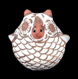 Zuni Polychrome Pottery Effigy Owl Figure c. 1900-