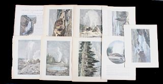 Set of 9 Hand-Colored Yellowstone Images c. 1890