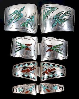 Collection of Sterling Silver and Chip Inlay Bands