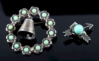 Turquoise and Sterling Silver Brooch and Pin