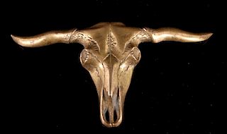 Solid Brass Texas Longhorn Skull Belt Buckle