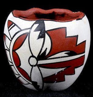 Jemez Pueblo Signed & Hand Painted Pottery Jar