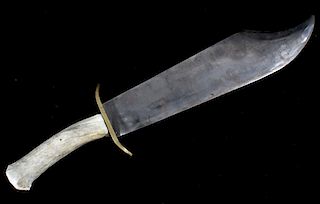 Massive Stag Antler Handle Bowie Knife