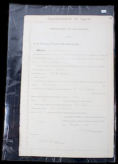 Territory of Oklahoma Appointment of Agent c. 1905
