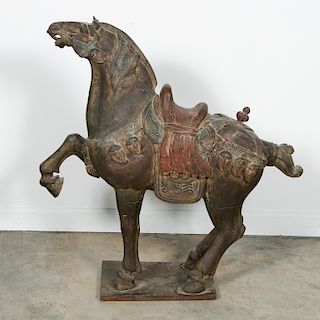 Large Chinese Polychromed Wood Horse