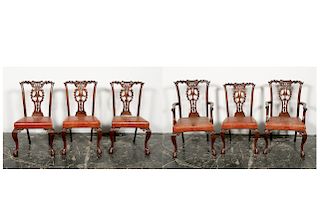 Set, 6 Chippendale Style Dining Chairs