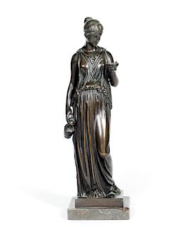 Oskar Gladenbeck Bronze Standing Female on Marble