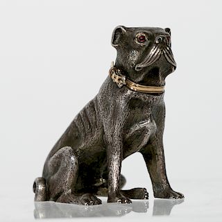Faberge Russian Silver Figure of a Dog, Signed