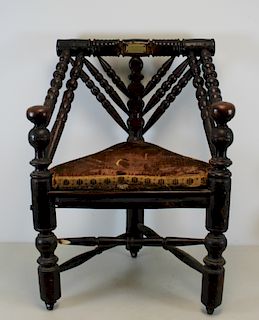 Antique Corner Chair Labeled "Old Parr's Chair"