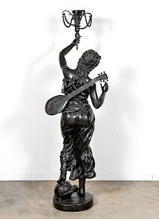Large Bronze Female Figural Standing Sculpture
