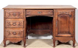 French Provincial Oak Desk, Late 19th C.