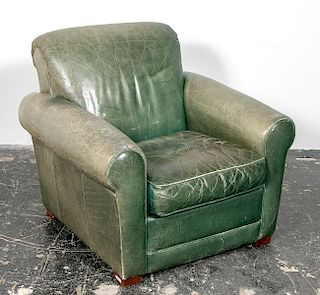 Art Deco Style Distressed Leather Club Chair