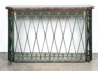 Green Distressed Wrought Iron Console Table