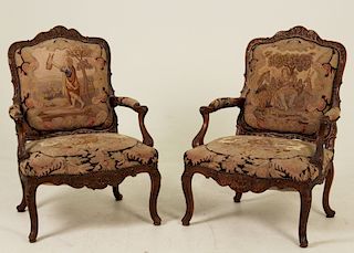 PR. OF FINELY CARVED LOUIS STYLE FAUTEUILS