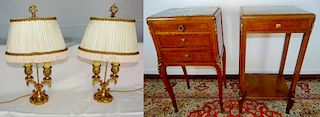 PR. OF MARBLE TOP STANDS AND PR. OF LAMPS