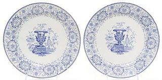 Two English Transfer Decorated Plates, Diameter 9 1/4 inches.
