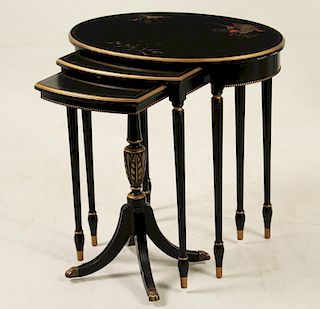 NEST OF 3 CHINOISERIE DECORATED TABLES