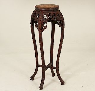 CHINESE OPEN FLORAL DESIGN ROSEWOOD STAND
