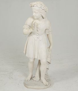 ITALAIN MARBLE STATUE OF A YOUNG GIRL