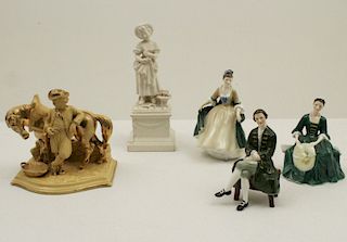 MISC. LOT OF 5 PORCELAIN AND BISQUE FIGURES