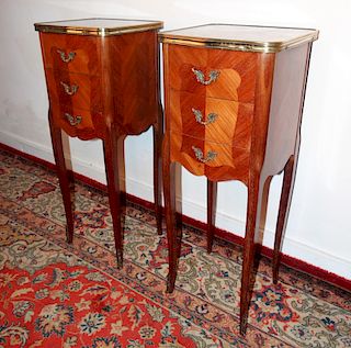 PR. OF PETITE LOUIS XV STYLE MARBLE TOP COMMODES