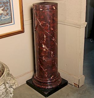 FRENCH FAUX ROUGE MARBLE PEDESTAL
