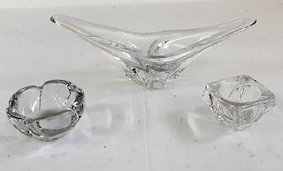 3 PC. MISC LOT OF SIGNED DAUM FRENCH CRYSTAL