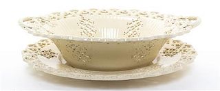A Leeds Creamware Bowl and Underplate, Diameter 9 1/4 inches.