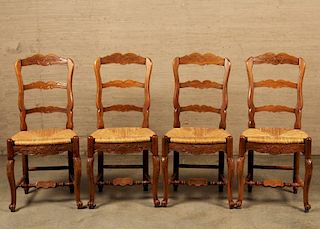 SET OF 4 LOUIS XV STYLE LADDER BACK CHAIRS