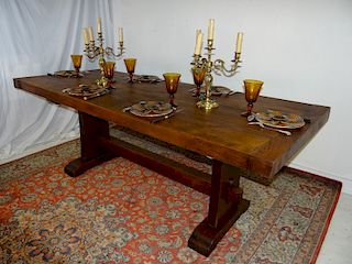 SOLID OAK ARTS AND CRAFTS STYLE DINING TABLE