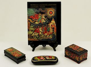 3 RUSSIAN LACQUERED BOXES, BOOK BY LUCY MAXYM