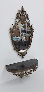 DECORATIVE MIRROR AND MARBLE TOP CONSOLE
