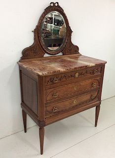 PETITE PROVINCIAL MARBLE TOP COMMODE