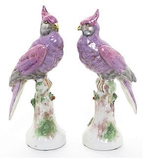 Two French Porcelain Ornithological Figures, Height 6 7/8 inches.