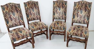 SET OF 4 LOUIS XIV STYLE UPHOLSTERED DINING CHAIRS
