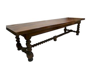 MASSIVE FRENCH SOLID WALNUT REFECTORY TABLE
